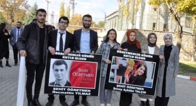 Çukurca'da öğretmenler, şehit meslektaşları için yürüdü