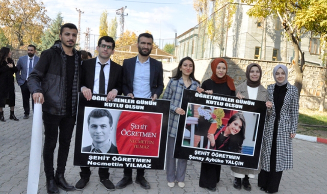 Çukurca'da öğretmenler, şehit meslektaşları için yürüdü